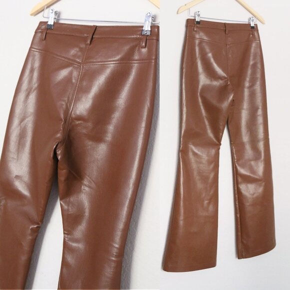 Wilfred Aritzia Beatrix Pants in Cognac Vegan Faux Leather Flared Pants 6 $148 - Picture 10 of 16